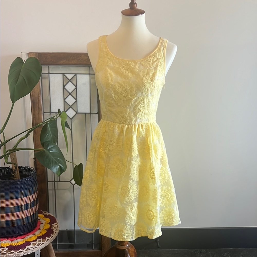 LC Lauren Conrad Yellow Lace Sunflower Dress